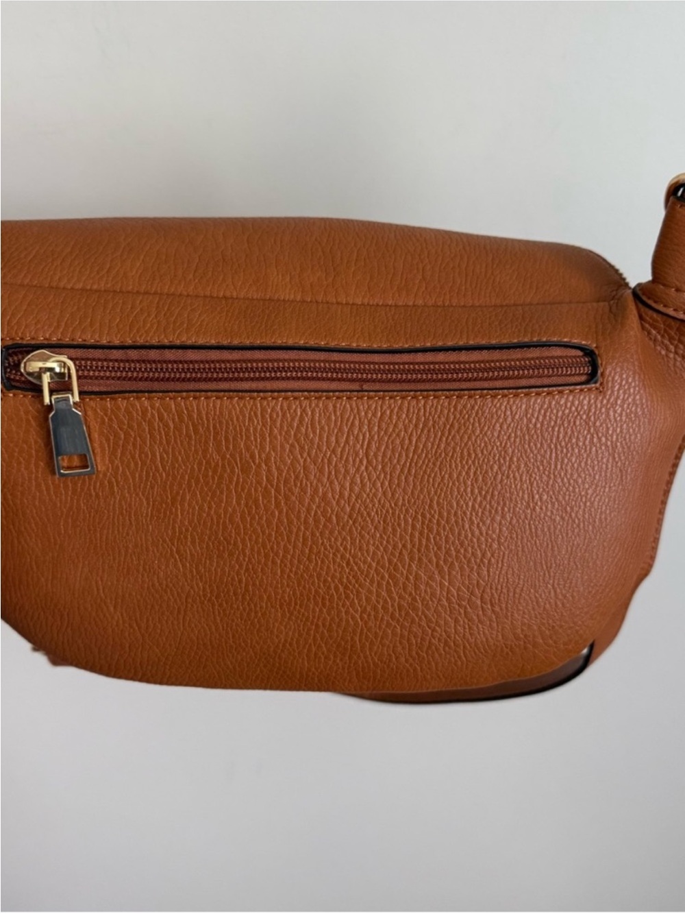 Poppy & Peonies Cognac Pebbled Leather Crossbody Belt Bag - Picture 6 of 6